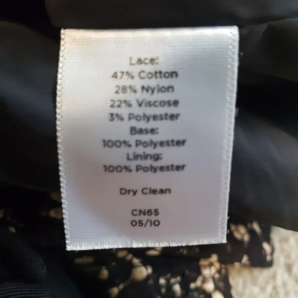 Talbots Cocktail Dress‎ Sexy Black Tan Gold Embroidered Midi Petite XS